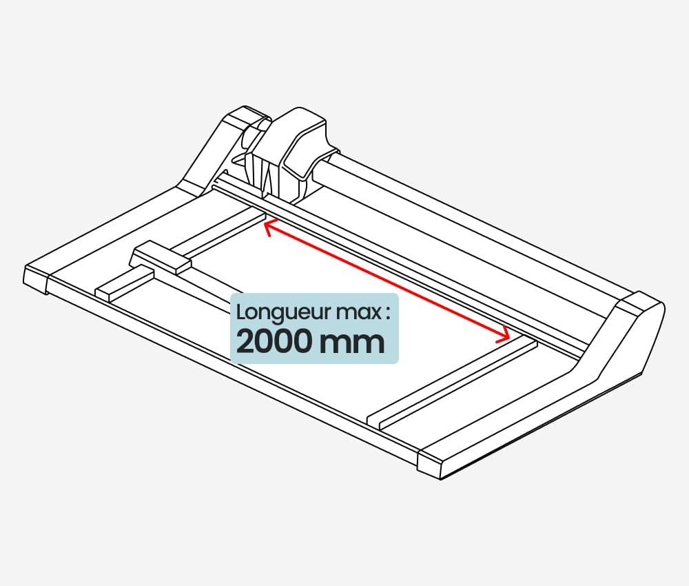 Longueur de coupe de la Coupeuse de plans grand format A0+ Manual Trim 200 NEOLT.