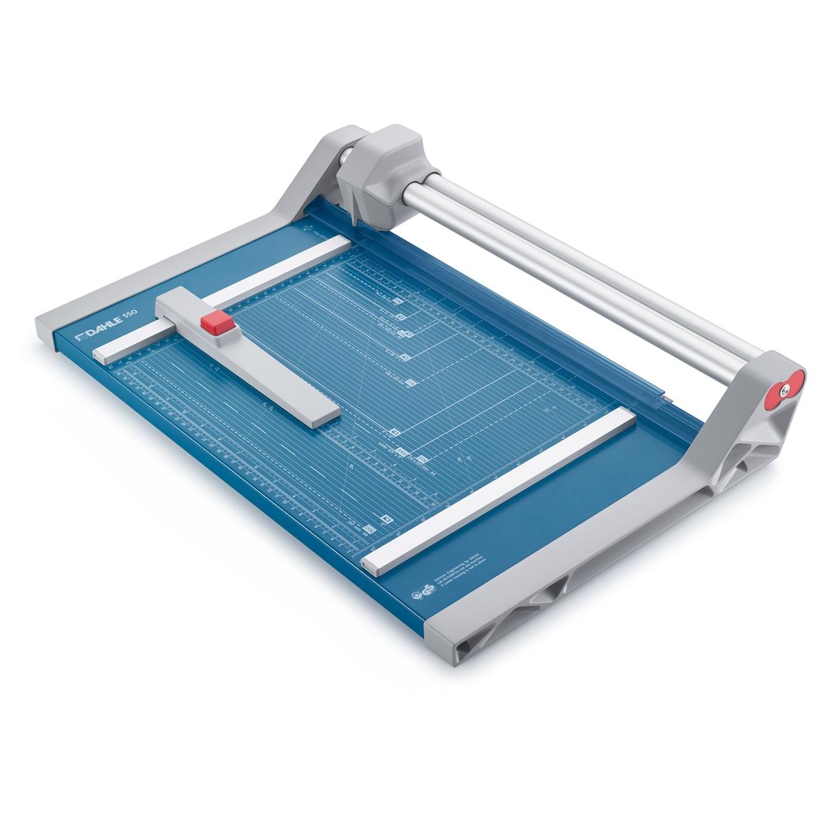Rogneuse papier A4 à lame rotative 550 (Génération 3) DAHLE — Longueur de coupe 360 mm - Format A4 - Hauteur de coupe 2 mm - Coupe jusqu'à 20 feuilles