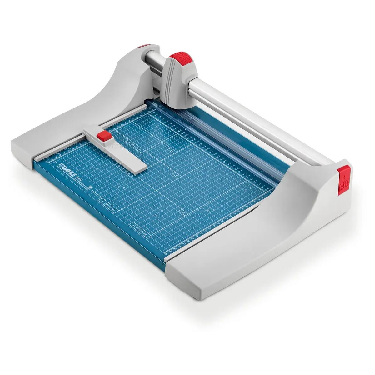 Rogneuse papier A4 à lame rotative 440 DAHLE — Longueur de coupe 360 mm - Format A4 - Hauteur de coupe 3,5 mm - Coupe jusqu'à 35 feuilles